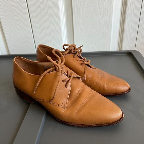 Madewell The Jess Brown Leather Lace-Up Pointy Toe Oxfords Women's Size 7 - Picture 2 of 12